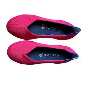 Rothy's Womens The Flat Scooter Red Round Toe Classic Slip on Ballet Flat Sz.7W